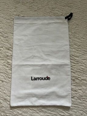 Larroude White Canvas Dust Bag with Black Drawstring